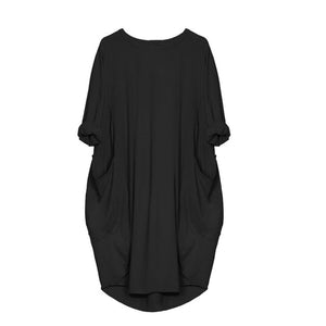 Open image in slideshow, Womens Fashion Pocket Loose Dress Ladies Crew Neck Casual Long Tops Dress Plus Size
