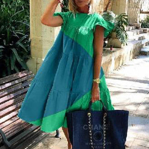 Open image in slideshow, Casual Loose Plus Size Women Dress Retro Petal Short Sleeve A-Line Dress Summer
